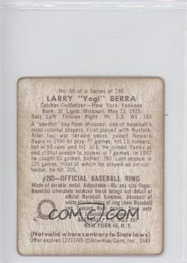 1949 Bowman #60 - Yogi Berra REPRODUCTION - Courtesy of CheckOutMyCards.com