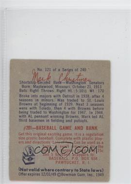 1949 Bowman #121 - Mark Christman RC (Rookie Card) - Courtesy of CheckOutMyCards.com