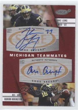 2008 SAGE Squared Dual Autographs #A67 - Adrian Arrington/Jake Long - Courtesy of CheckOutMyCards.com