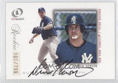 2001 Fleer Legacy #91 - Drew Henson AU RC (Rookie Card)/799 - Courtesy of CheckOutMyCards.com
