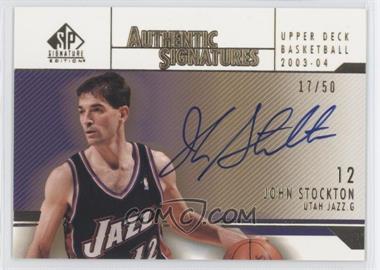 2003-04 SP Signature Edition Signatures Gold #ST - John Stockton/50 - Courtesy of CheckOutMyCards.com