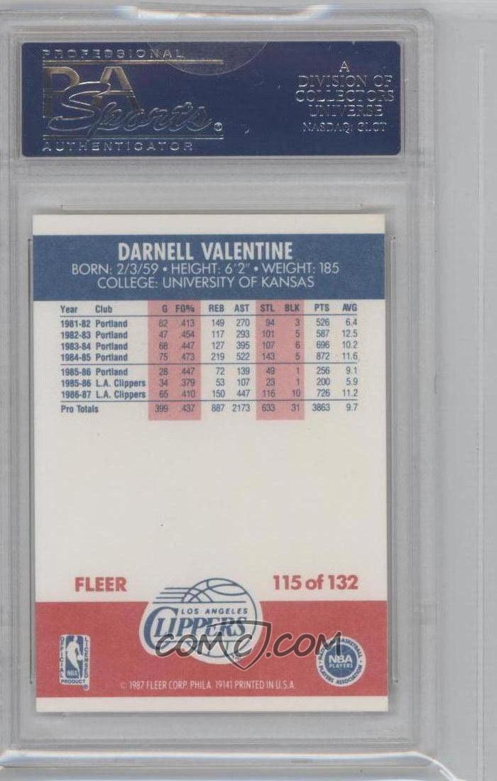 Darnell Valentine PSA GRADED 10. Book Price: N/A; Ask Price: $24.00 Darnell Valentine PSA GRADED 10. Book Price: N/A; Ask Price: $24.00